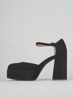Décolleté e slingback tacco 9cm camoscio nero