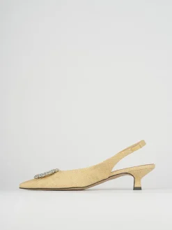 Décolleté e slingback tacco 5cm pelle beige
