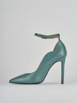 Décolleté e slingback tacco 10cm pelle verde