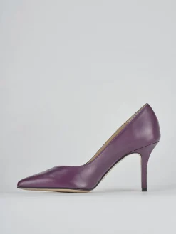 Décolleté e slingback tacco 7cm pelle viola