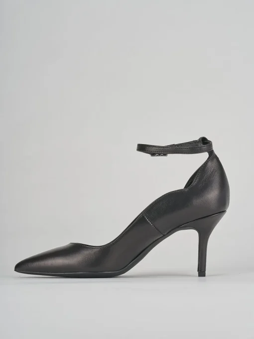Décolleté e slingback tacco 7cm pelle nero
