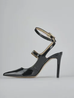 Décolleté e slingback tacco 9cm vernice nero