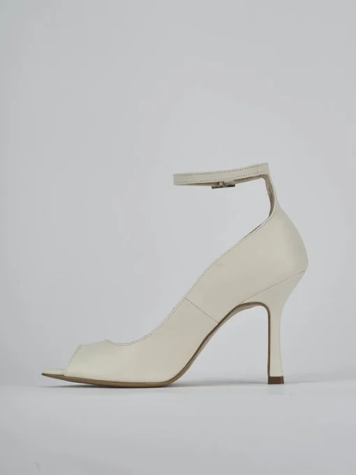 Décolleté e slingback tacco 9cm pelle bianco