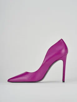 Décolleté e slingback tacco 10cm pelle viola