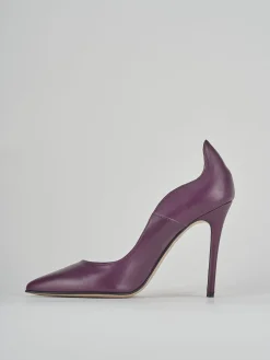 Décolleté e slingback tacco 9cm pelle viola