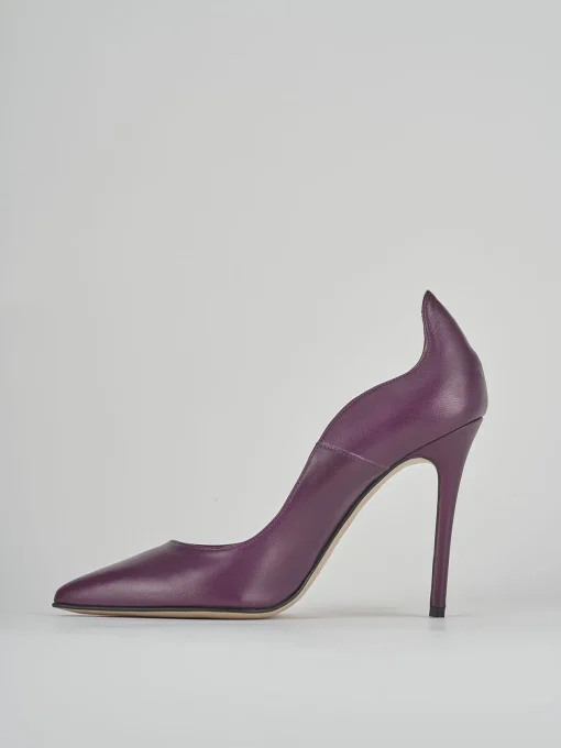 Décolleté e slingback tacco 9cm pelle viola