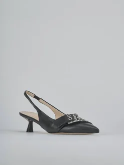 Décolleté e slingback tacco 5cm pelle nero