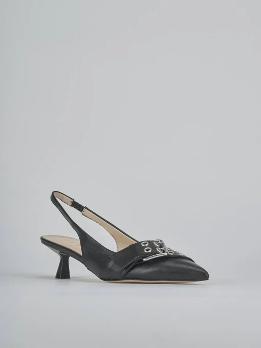 Décolleté e slingback tacco 5cm pelle nero