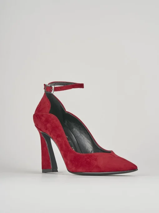 Décolleté e slingback tacco 8cm camoscio rosso
