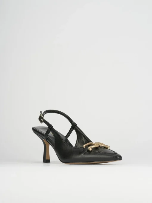 Décolleté e slingback tacco 7cm pelle nero