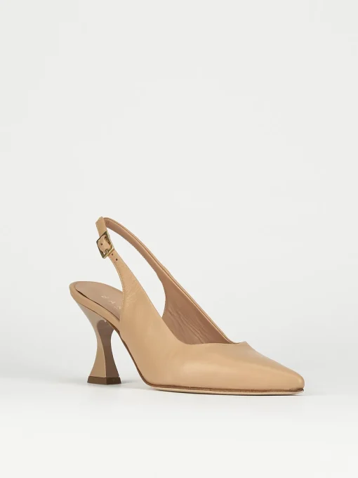 Décolleté e slingback tacco 7cm pelle rosa