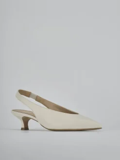 Décolleté e slingback tacco 4cm pelle bianco