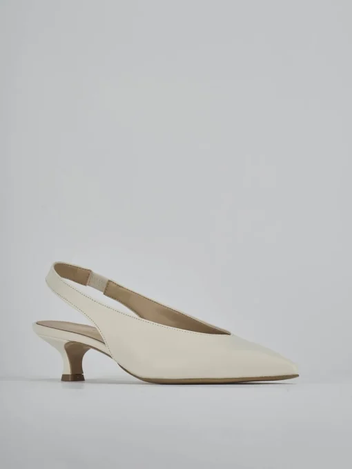 Décolleté e slingback tacco 4cm pelle bianco