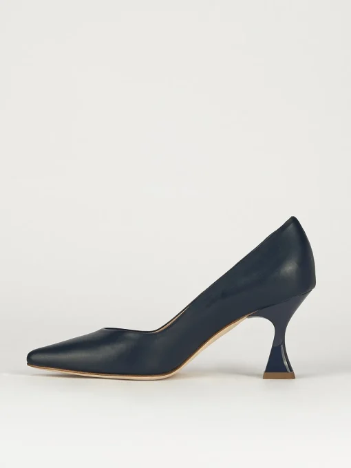 Décolleté e slingback tacco 7cm pelle blu
