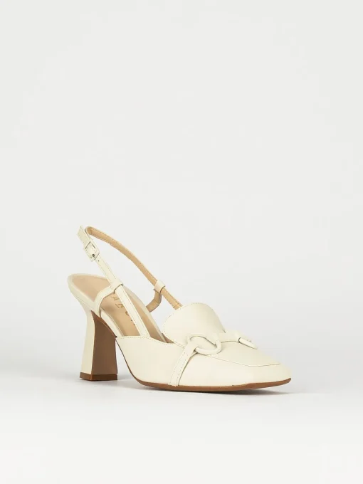 Décolleté e slingback tacco 7cm pelle beige