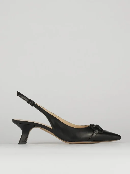 Décolleté e slingback tacco 5cm pelle nero