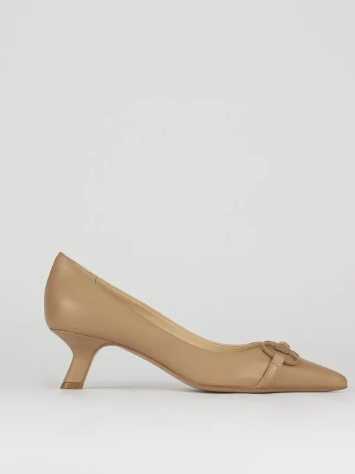 Décolleté e slingback tacco 5cm pelle beige