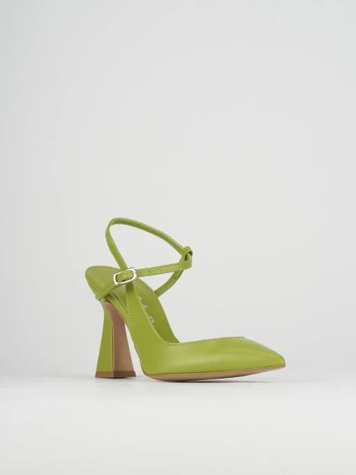 Décolleté e slingback tacco 10cm pelle verde
