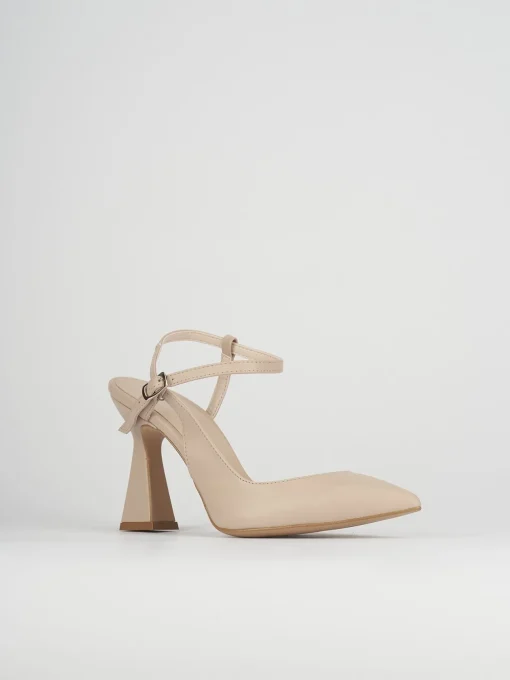 Décolleté e slingback tacco 10cm pelle beige