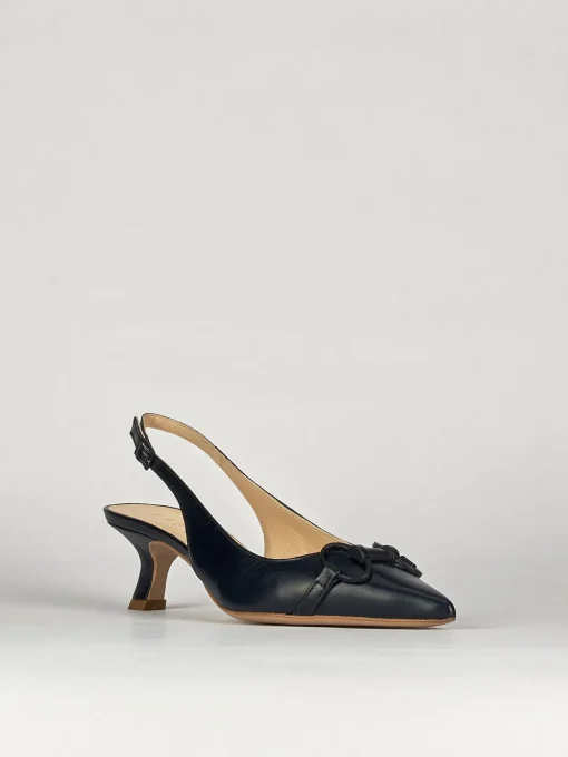 Décolleté e slingback tacco 5cm pelle blu