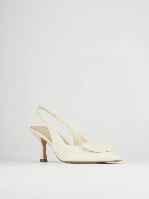 Décolleté e slingback tacco 7cm pelle bianco
