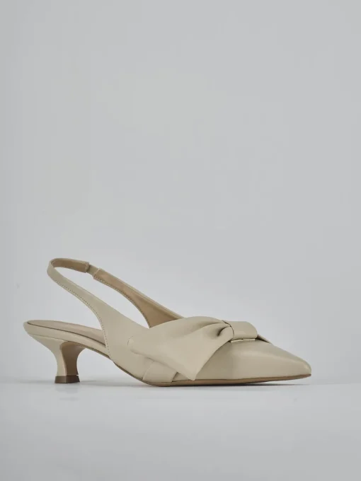 Décolleté e slingback tacco 4cm pelle beige