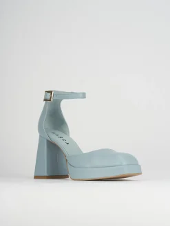 Décolleté e slingback tacco 9cm pelle azzurro
