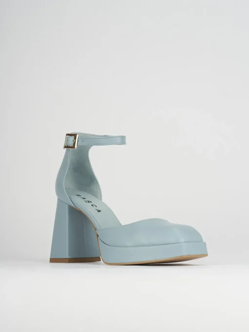 Décolleté e slingback tacco 9cm pelle azzurro