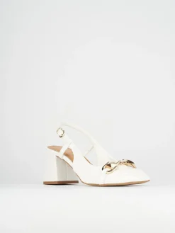 Décolleté e slingback tacco 6cm pelle bianco