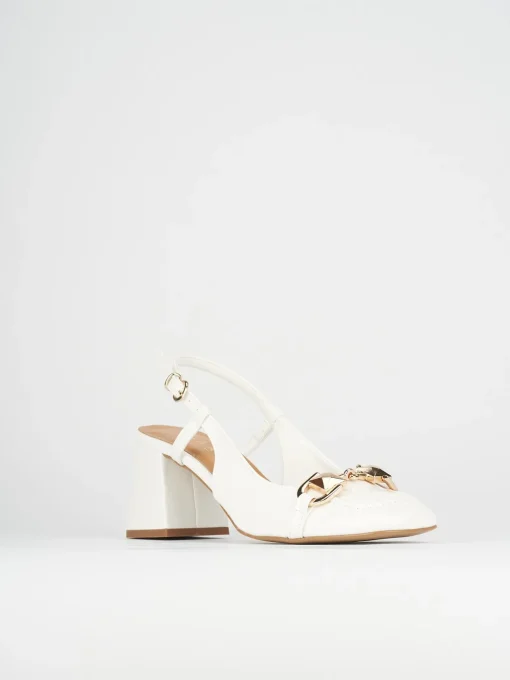 Décolleté e slingback tacco 6cm pelle bianco