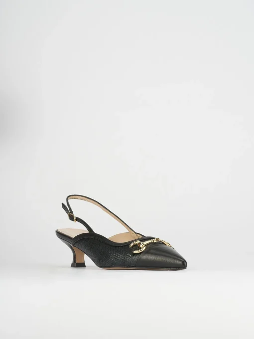 Décolleté e slingback tacco 5cm pelle nero