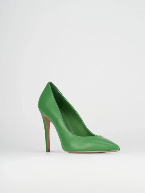 Décolleté e slingback tacco 10cm pelle verde