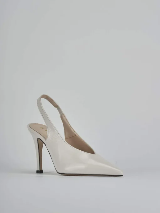Décolleté e slingback tacco 9cm vernice bianco