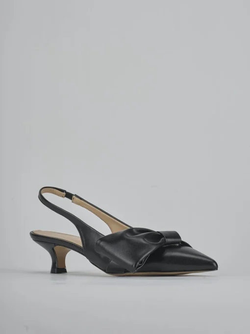 Décolleté e slingback tacco 4cm pelle nero
