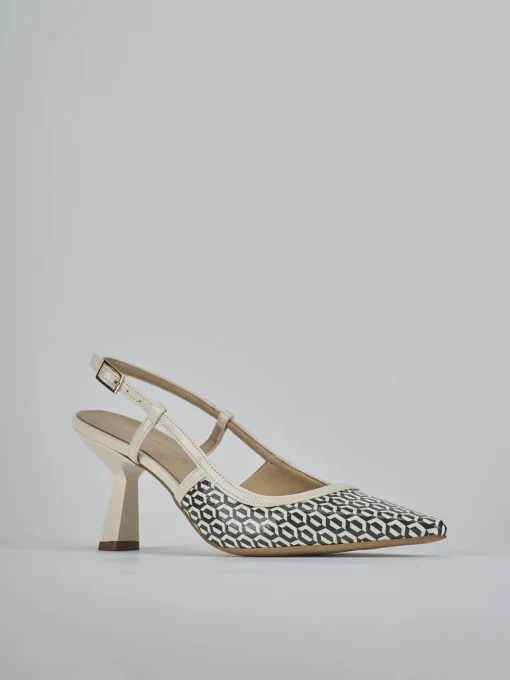 Décolleté e slingback tacco 7cm vernice bianco