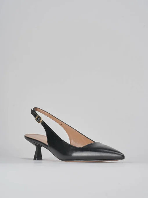 Décolleté e slingback tacco 5cm pelle nero
