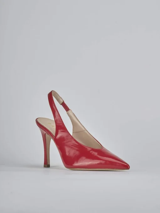 Décolleté e slingback tacco 9cm vernice rosso