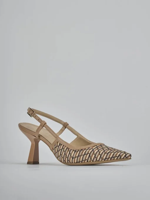 Décolleté e slingback tacco 7cm pelle beige