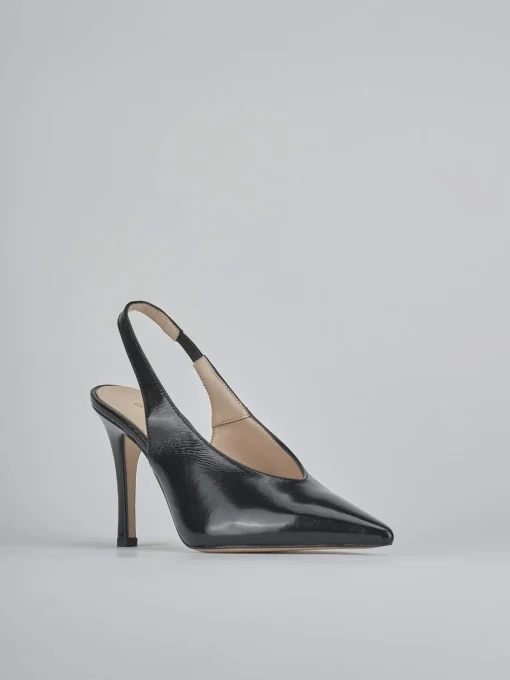 Décolleté e slingback tacco 9cm vernice nero