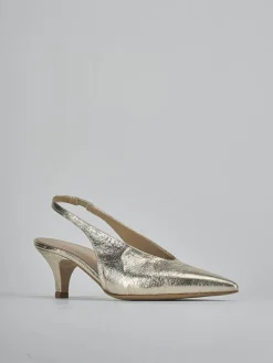 Décolleté e slingback tacco 4cm laminato oro