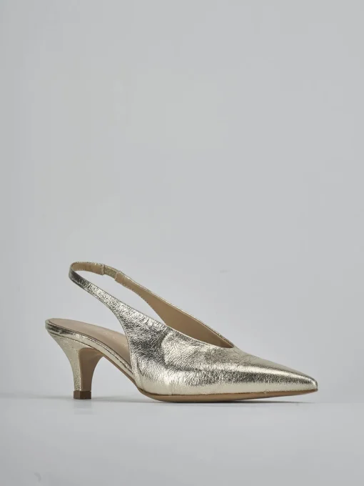 Décolleté e slingback tacco 4cm laminato oro