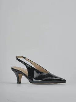 Décolleté e slingback tacco 4cm vernice nero