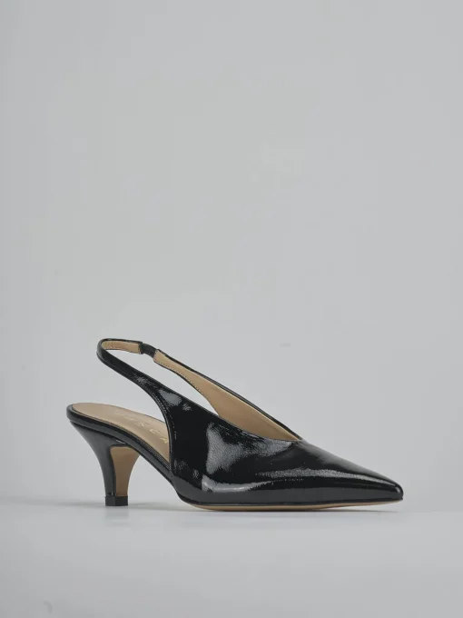 Décolleté e slingback tacco 4cm vernice nero