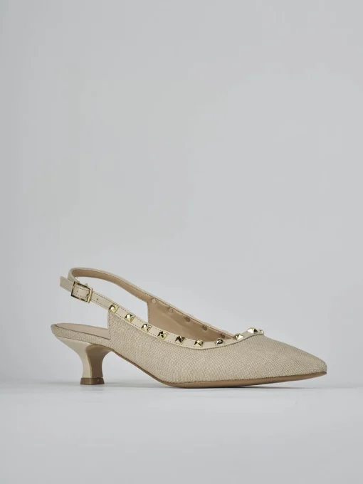 Décolleté e slingback tacco 4cm pelle beige