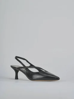 Décolleté e slingback tacco 5cm pelle nero