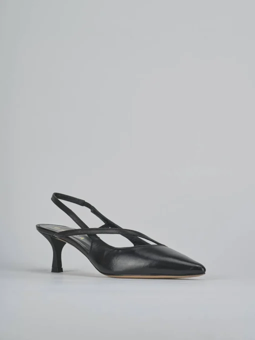 Décolleté e slingback tacco 5cm pelle nero