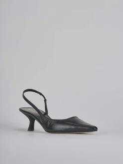 Décolleté e slingback tacco 5cm pelle nero