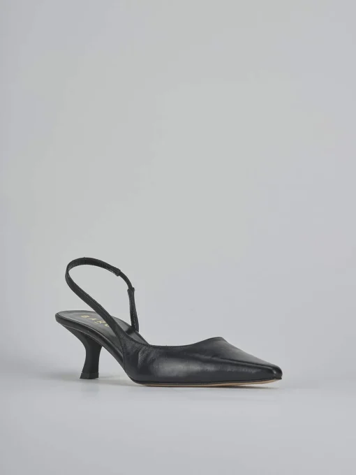Décolleté e slingback tacco 5cm pelle nero