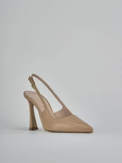 Décolleté e slingback tacco 9cm pelle marrone