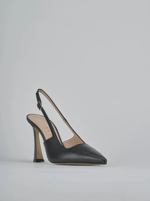 Décolleté e slingback tacco 9cm pelle nero